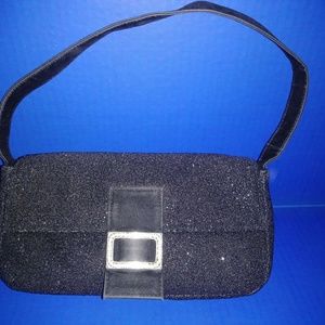 Vintage NANNI Milano black beaded evening bag